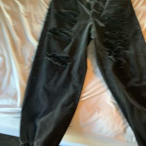 Shein black tapered jeans with holes